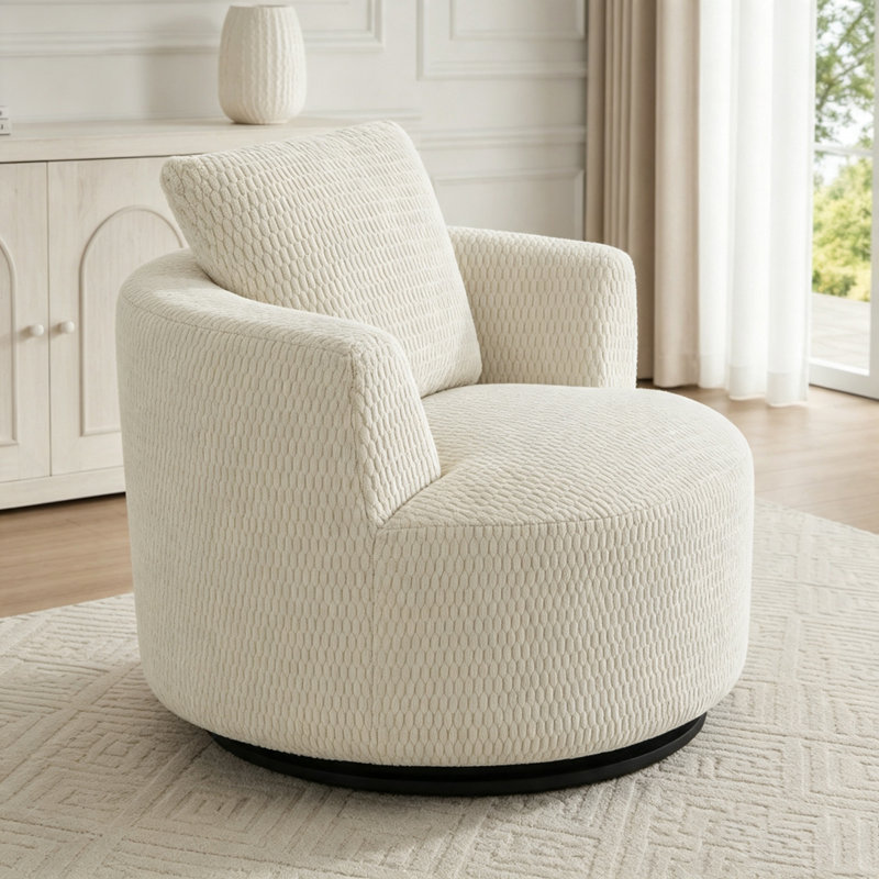 Fauteuil d'appoint pivotant à 360 ° compressible, Crème