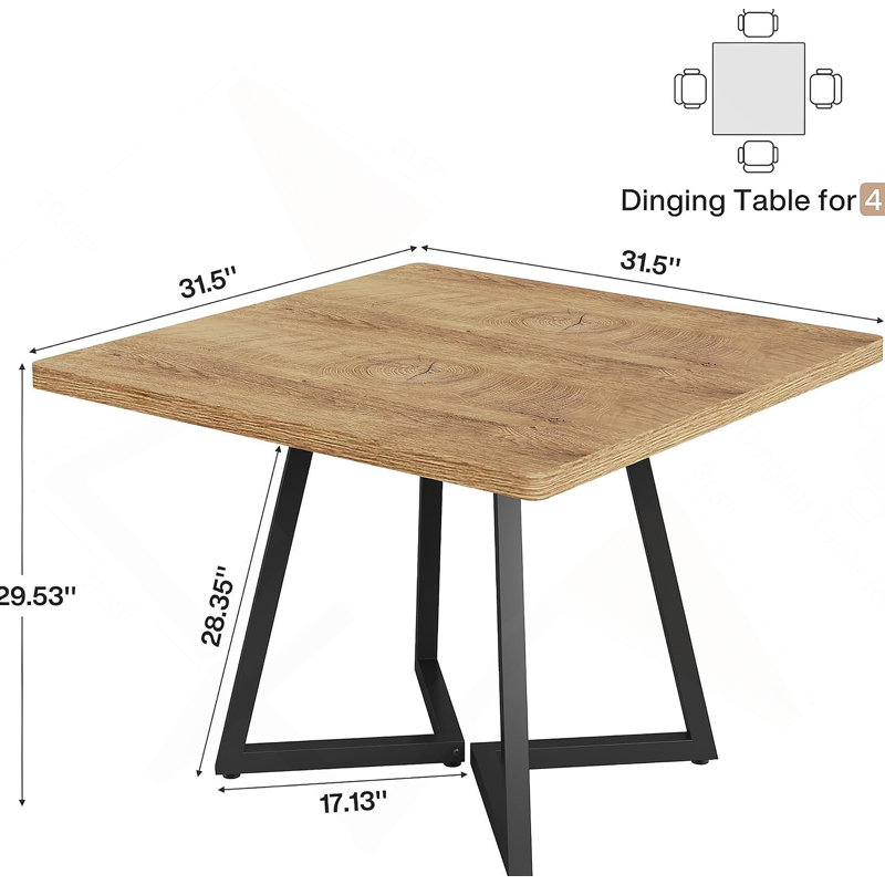Bureau d'ordinateur carré, table de salle à manger, petite table de conférence, Naturel/noir