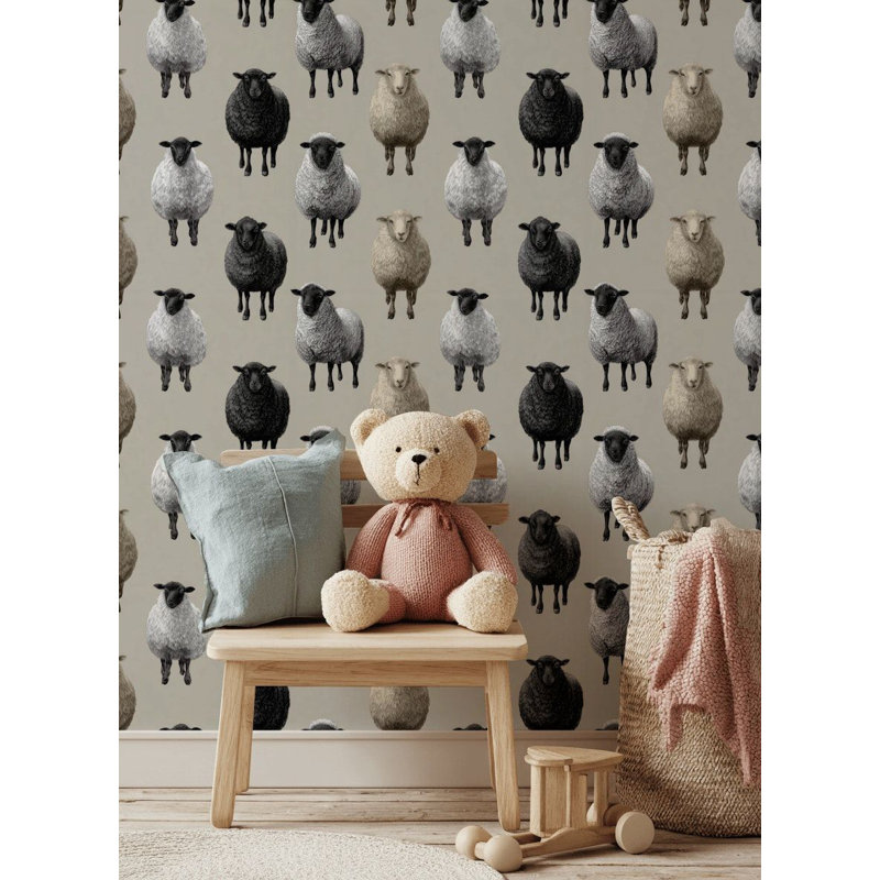 Papier peint neutre à motif de mouton