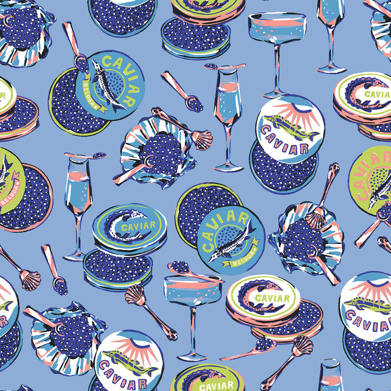 Papier peint adhésif champagne et caviar champagne, Bleu