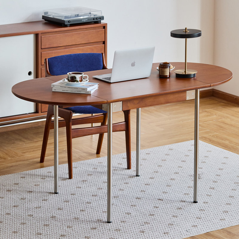 Boxwood Expandable Dining Table with Folding Leaves & Metal Legs - Space-Saving Design for Small Spaces