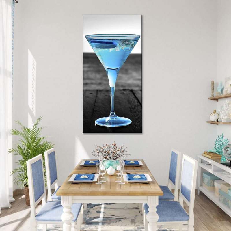 " Pop Blue Martini " by SodaPopArt, 36" H x 18" W x 1.25" D