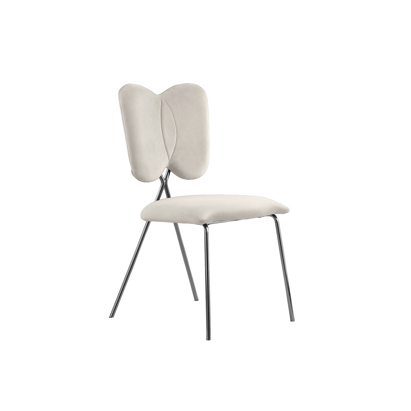 Chaises d'appoint en velours à oreilles, Argent, Crème