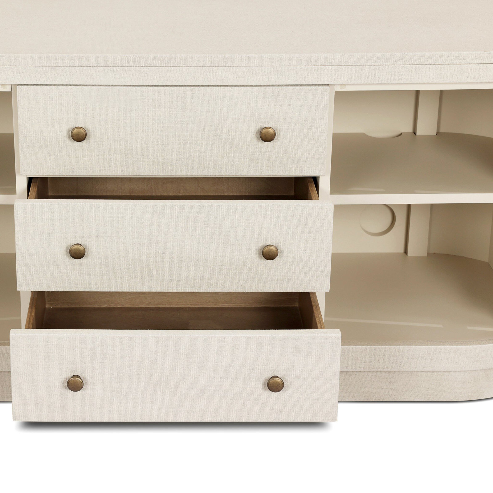 Dysen 60'' Media Console, Ivory Painted Linen