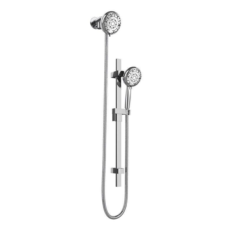 Retreat 4-in Multi-function Showerhead Shower System with Slide Bar and Multi-function Handshower 1.8 GPM, Chrome