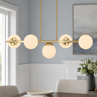 Luminaire suspendu linéaire à 5 lumières pour îlot de cuisine Renley