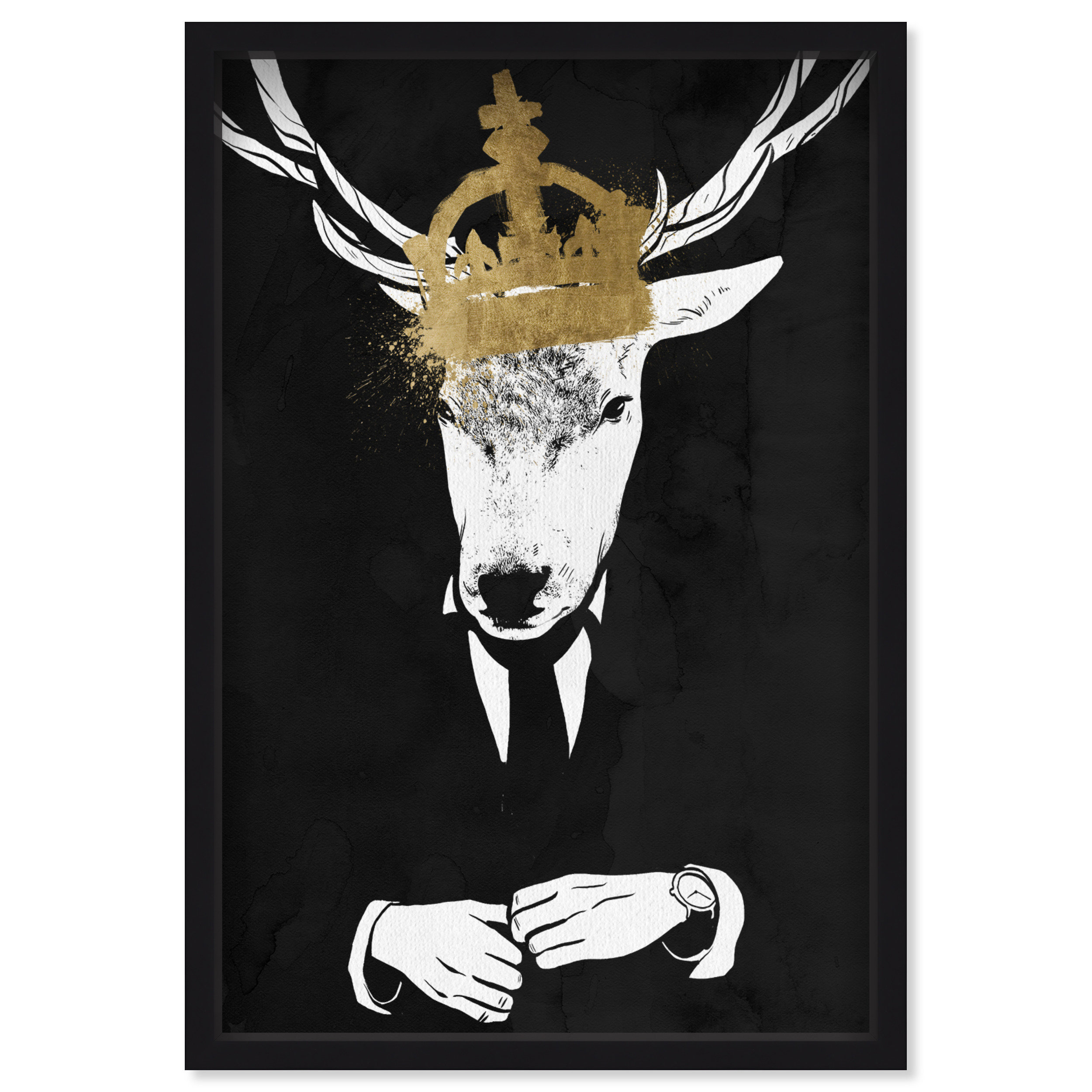 Oliver Gal – Arm Candy Noir – Toile 16x24, Gris Et Or, Neuve