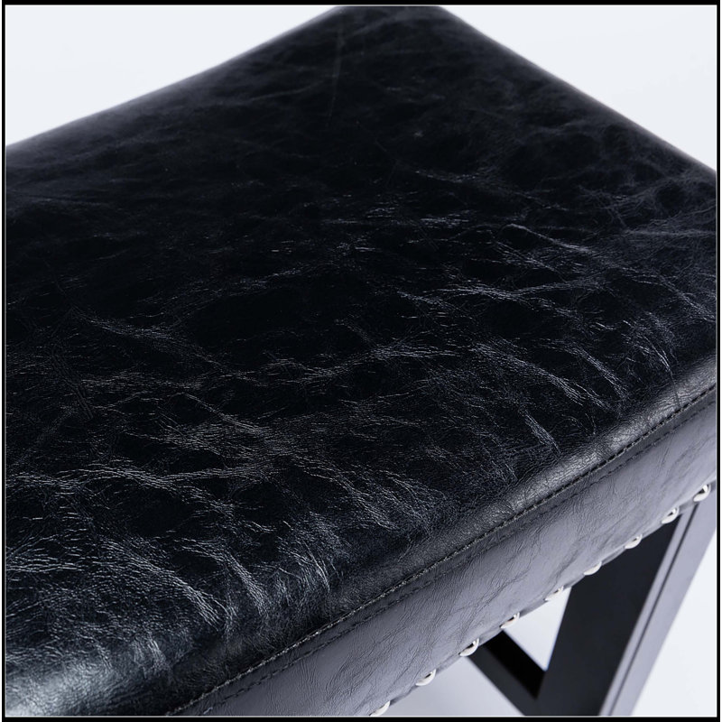 Tabouret Meyke, Siège noir / cadre noir, Tabouret de comptoir (siège d'une hauteur de 26 p