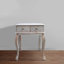 2 Drawer Mango Wood Console Table With Floral Carved Front, Brown And White