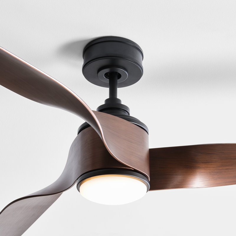  Touro Smart 60 LED Indoor Ceiling Fan with Threaded Downrod, Dark Walnut ABS blades and Handheld Remote, Dark Walnut