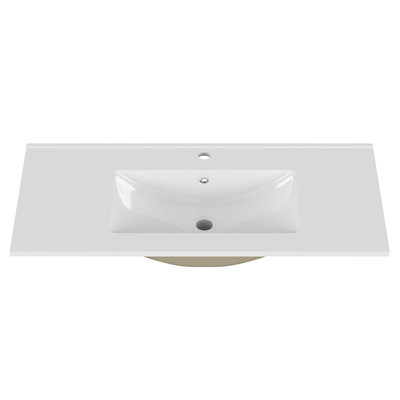 Lavabo de salle de bain en céramique durable, conception moderne, facile à installer pour meuble-lavabo de 36 pouces