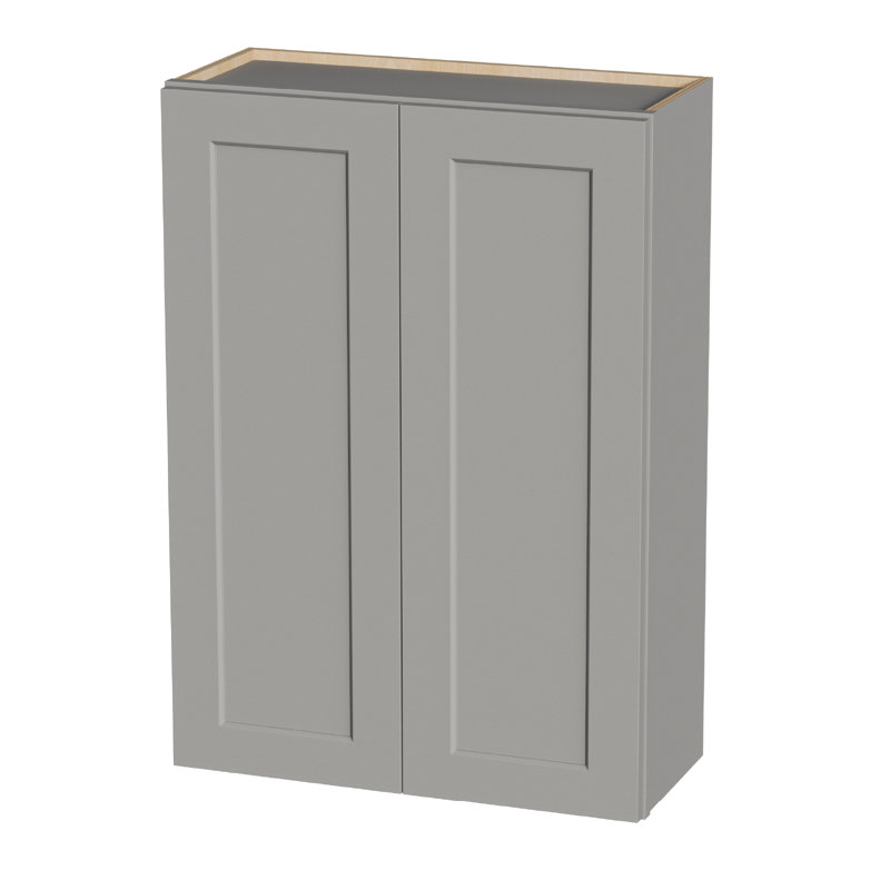 Armoire murale en bois massif gris Shaker avec portes à fermeture douce, tablettes réglables - rangement à double porte de 30 po pour la cuisine, la salle de bain, la buanderie, le garage (assemblage facile, l 30 po x P 12 po x H 42 po)