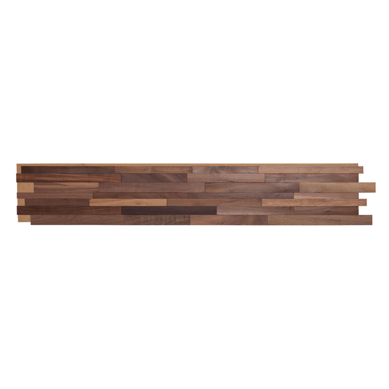 1/2 in x 7-7/8 in x 47-1/4 in Black Walnut 3D Solid Hardwood Interlocking Wall Plank