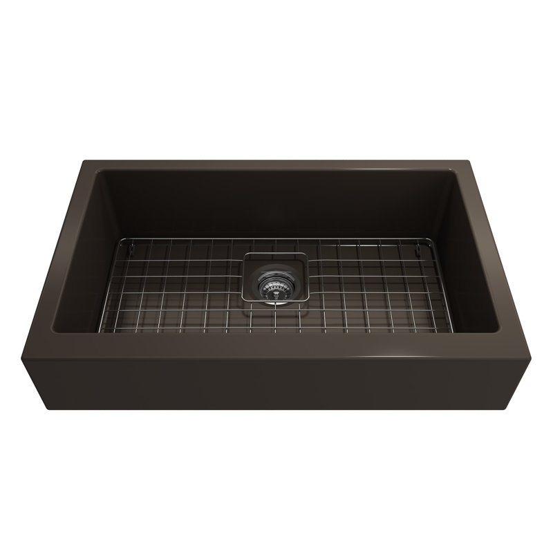 Nuova Pro 34'' L Single Basin Kitchen Sink, Matte Brown