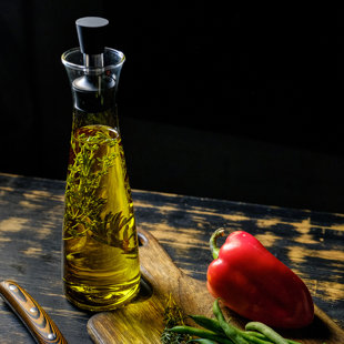 Olive Oil Vinegar Salad Dressing Servers Glass Bottles Set 2 Made In Italy  Gift