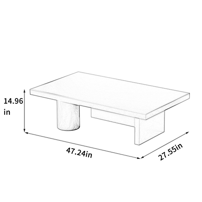 Vintage Style Rectangular Coffee Table, Black, Black/Red