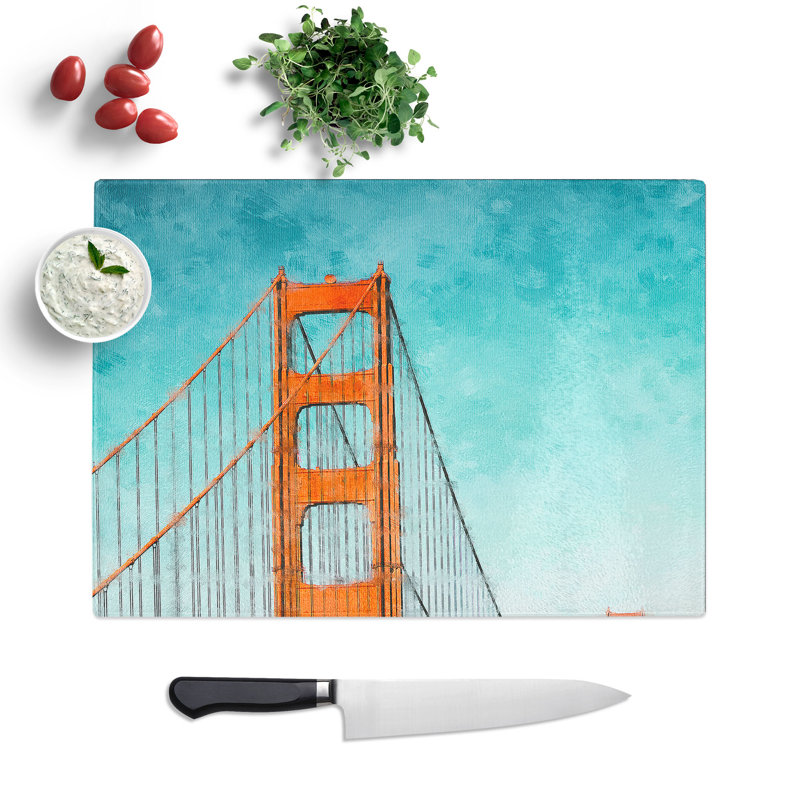 Tempered Glass the Golden Gate Bridge Abstract Chopping Board, 28.5 cm x 39 cm