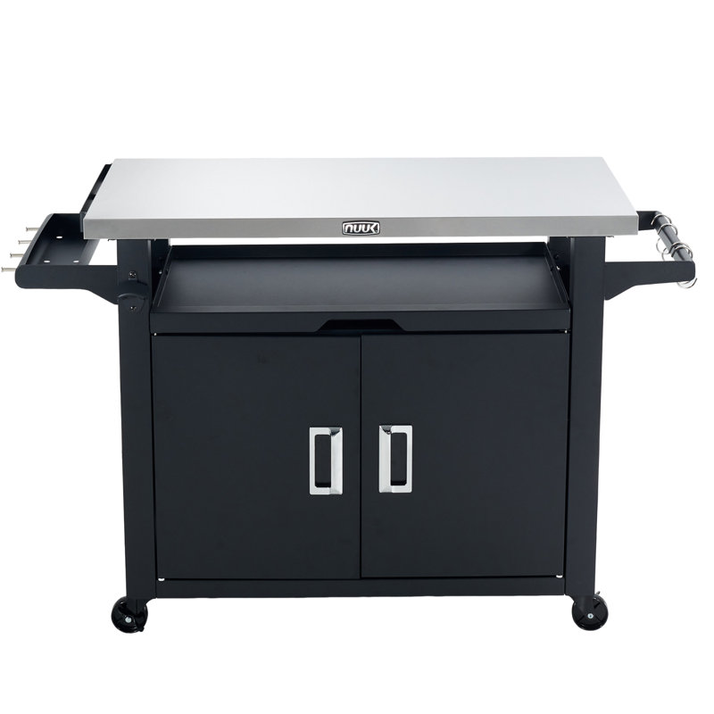 Chariot pour îlot de cuisine 42 po en acier inoxydable avec rangement pour barbecue et four à pizza