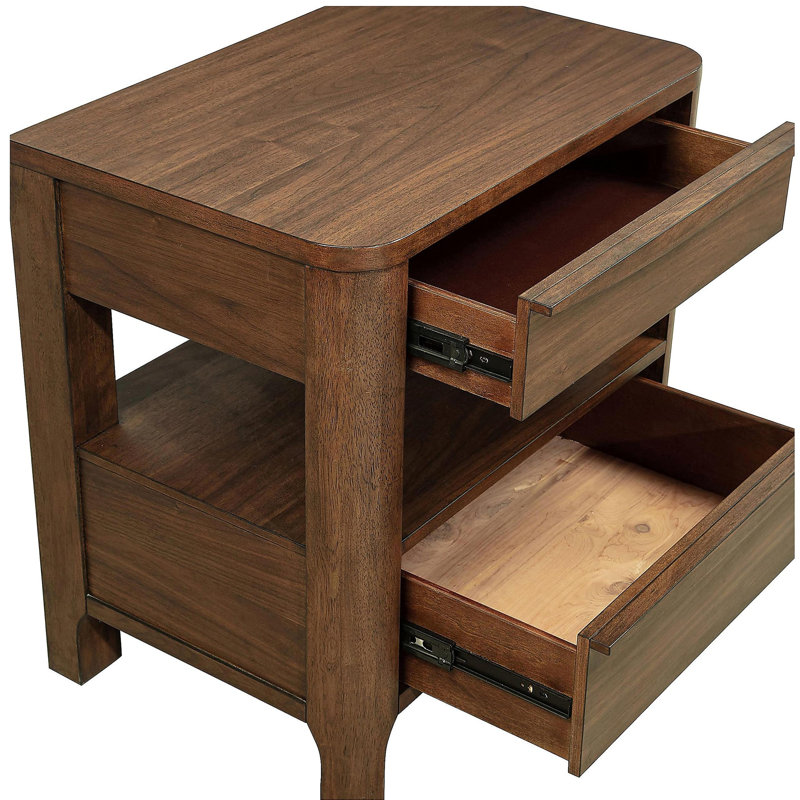 Verona Walnut 2-drawer Nightstand Bedside Table