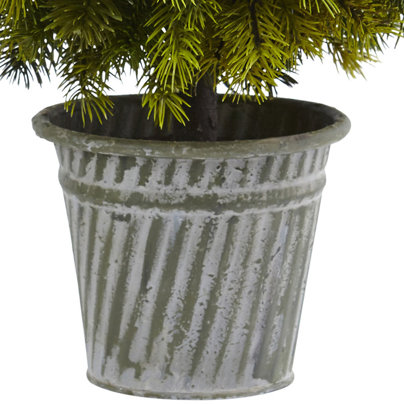 17'' Faux Cedar Topiary in Metal Planter