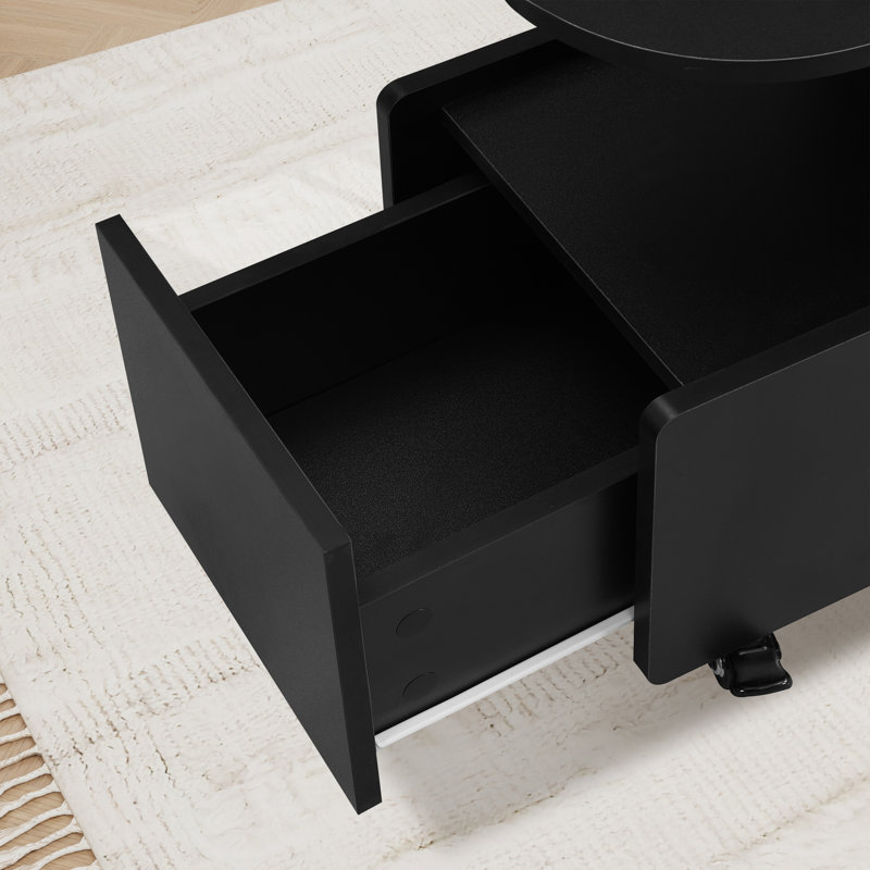 Mobile End Table With Lockable Wheels, Black