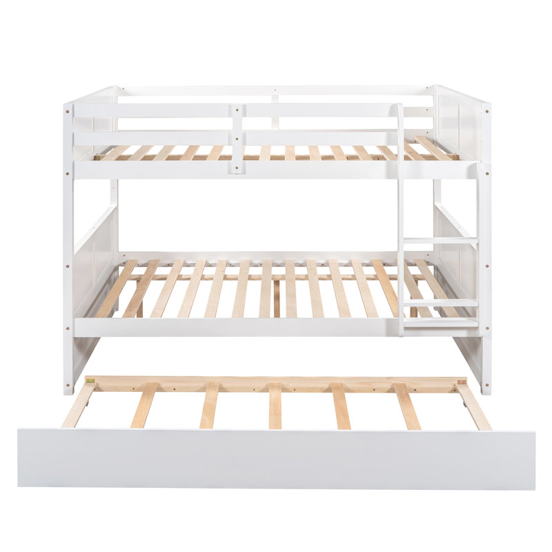 Devante Full Over Full Standard Bunk Bed with Trundle, White