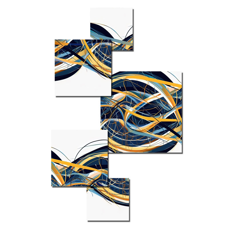 Helix Expression abstrait jaune et bleu 5 pièces