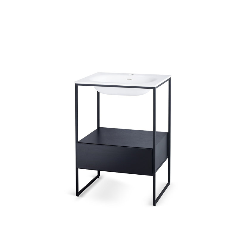 Évier console en porcelaine et vitre de 23 po avec trop-plein