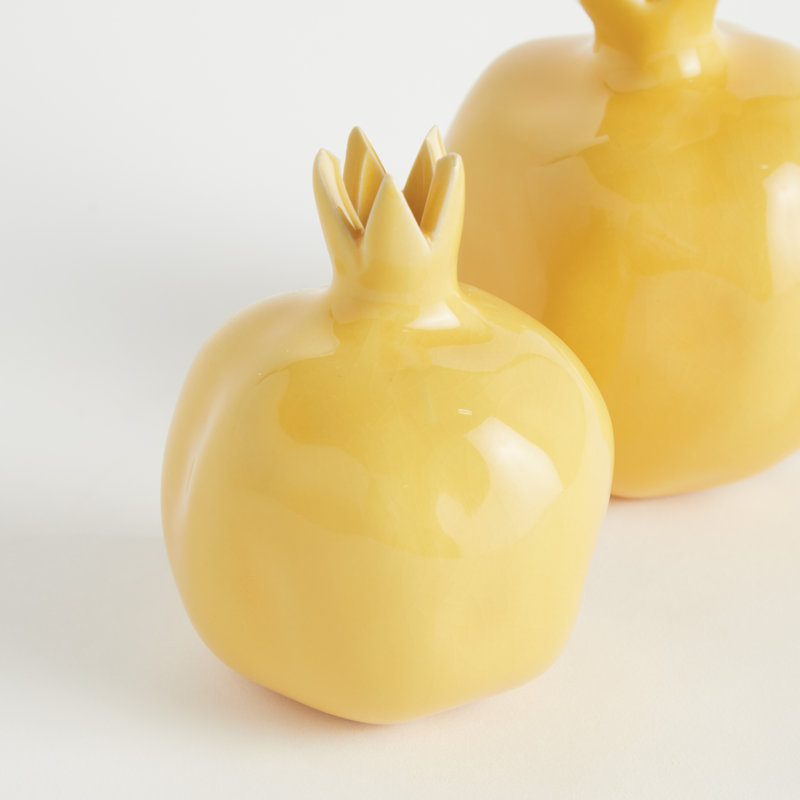 Granato Yellow Glaze Organic Pomegranate Bud Vases, Yellow