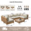 Ensemble de conversation modulaire en rotin 7 pièces avec coussins épais et table basse pour le porche et la cour-50237222