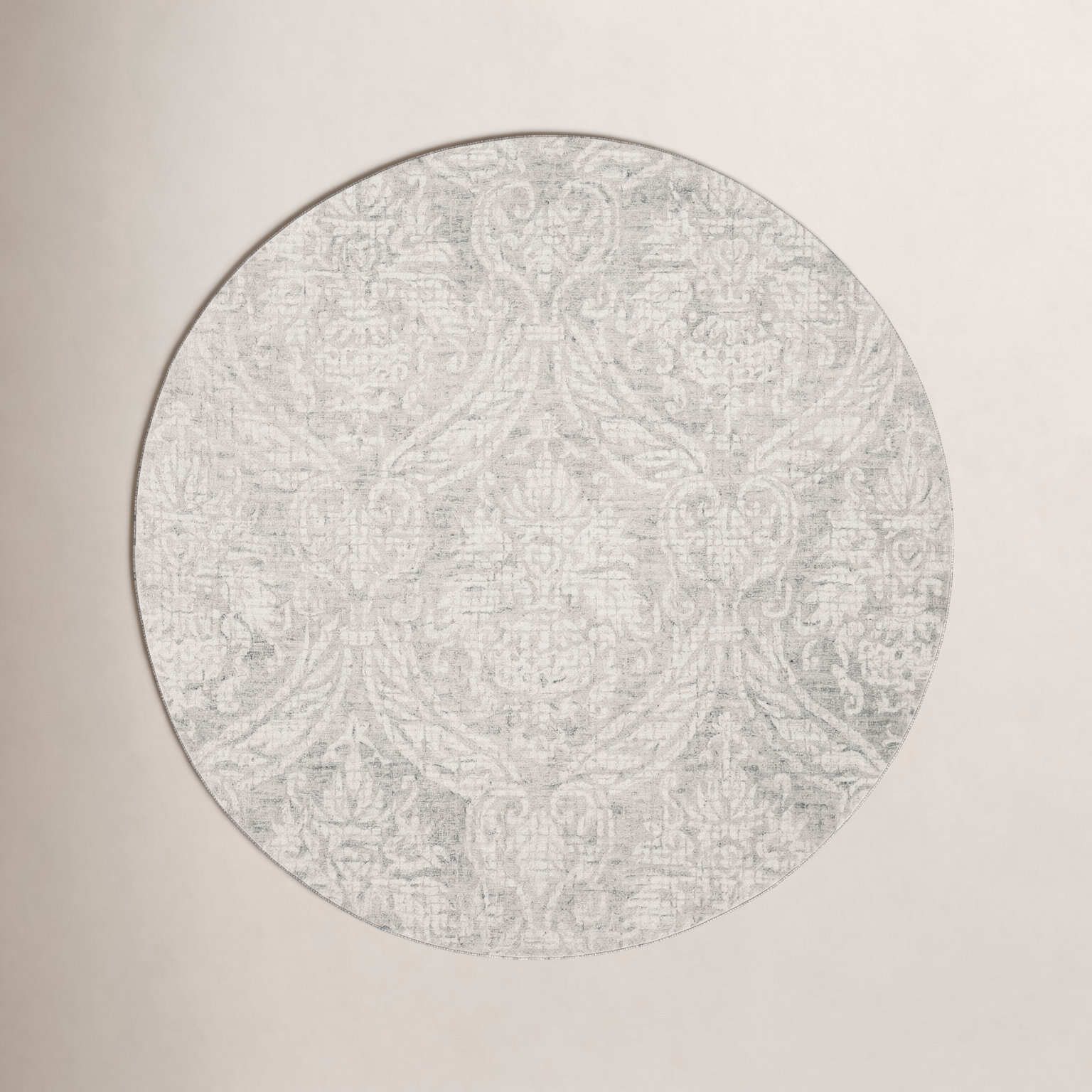Rosemarie Gray Ivory Hand-Tufted Wool Rug, Round 6'