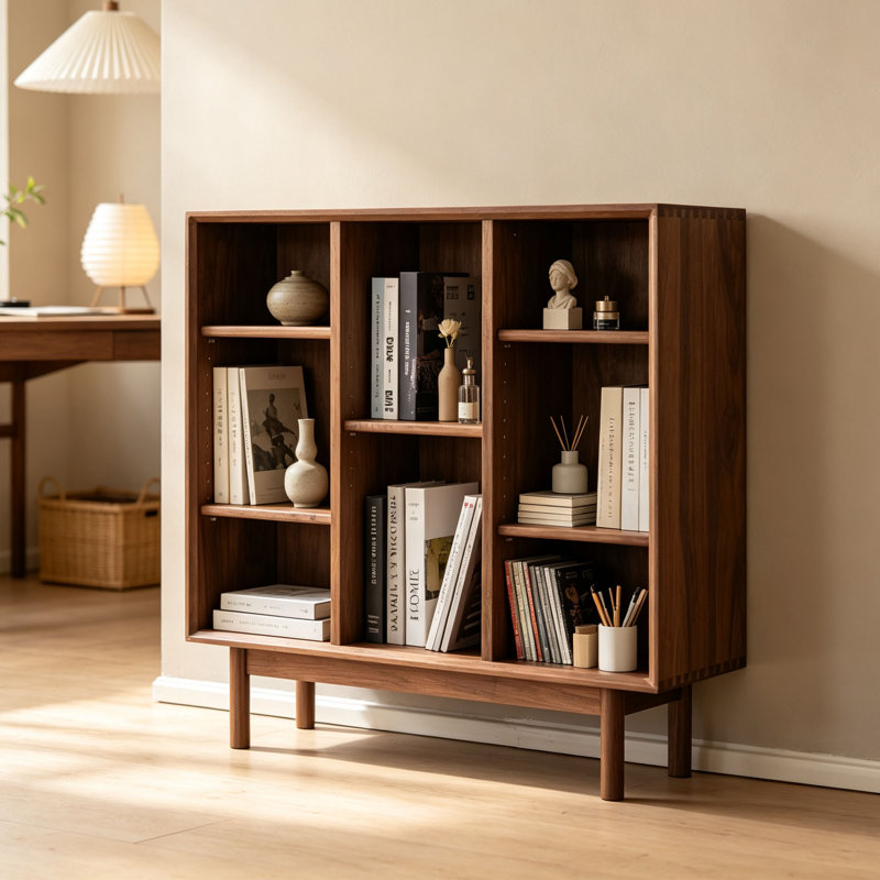 petite bibliothèque simple de style japonais, Marron foncé