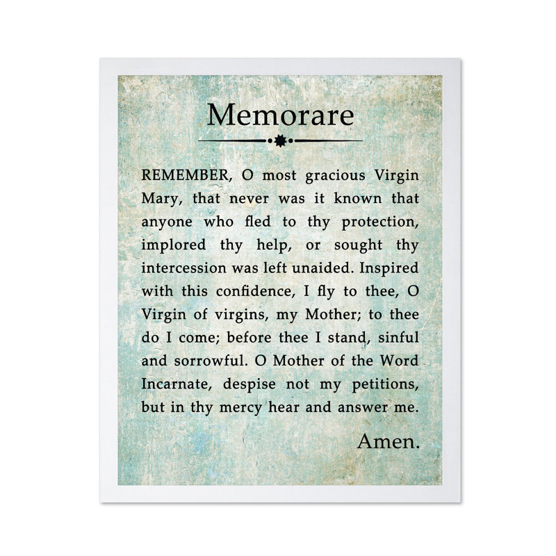 Memorare Prayer, Poster, 24"H x 32"W, White Framed