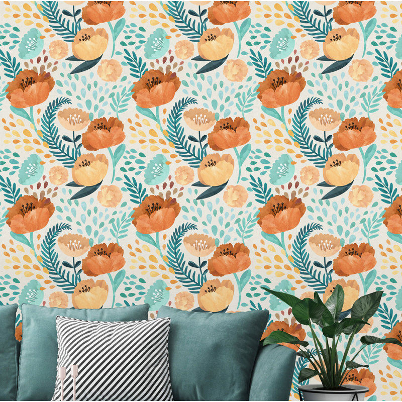Rouleau de papier peint adhésif Avonlea Poppy, L 16,67 po x l 25 po