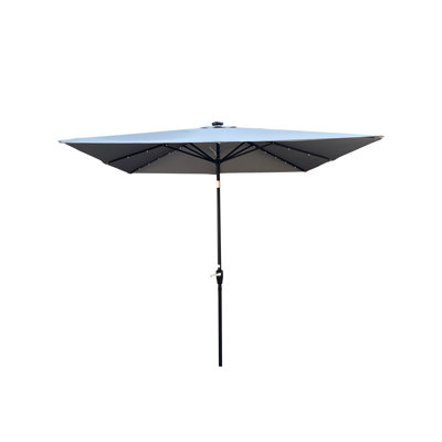 Parasol d'extérieur carré à énergie solaire, 8 nervures, éclairage à DEL, auvent, manivelle, pour parasol de patio et piscine