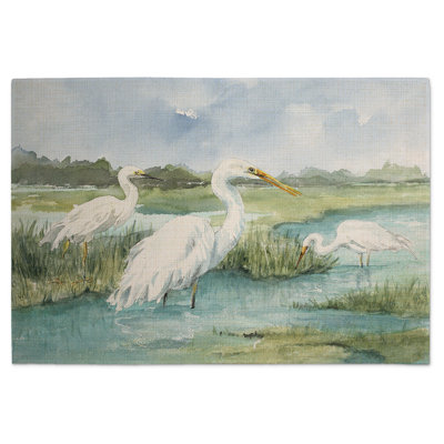 Rosecliff Heights Egret Family 4-Pack Cotton Blend Rectangular Placemats