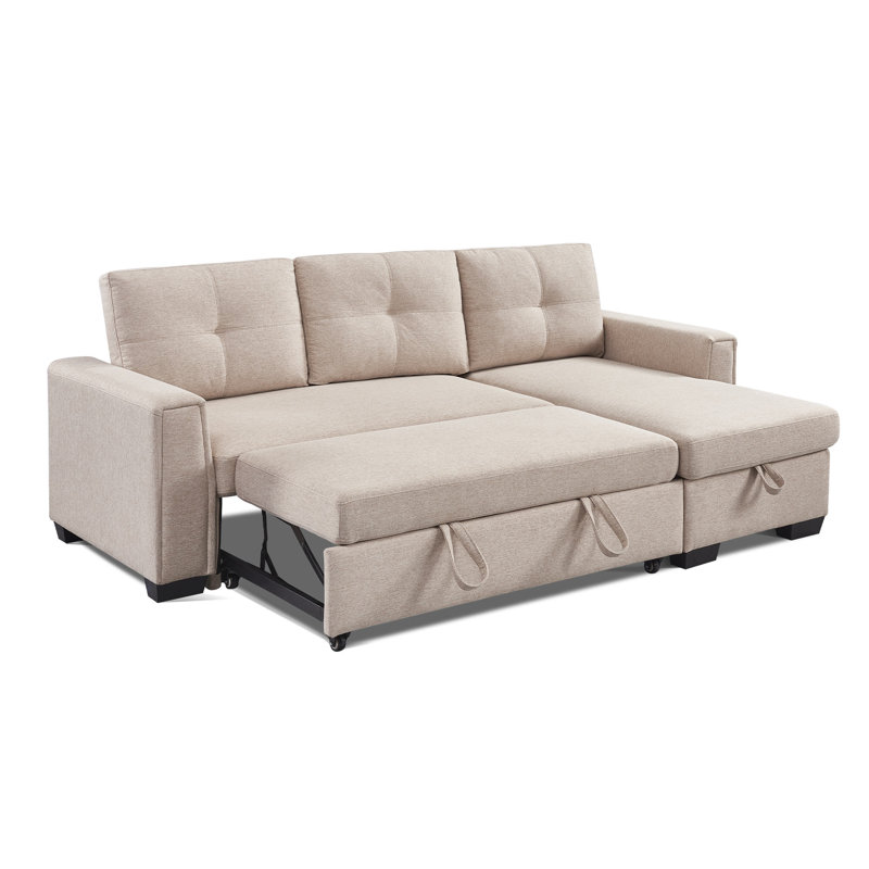 91.7" Solid Wood Frame Storage Reversible Recliner Chair With Foam Cushion, Dual-Purpose Sofa And Sofa Bed, Small Living Room Furniture