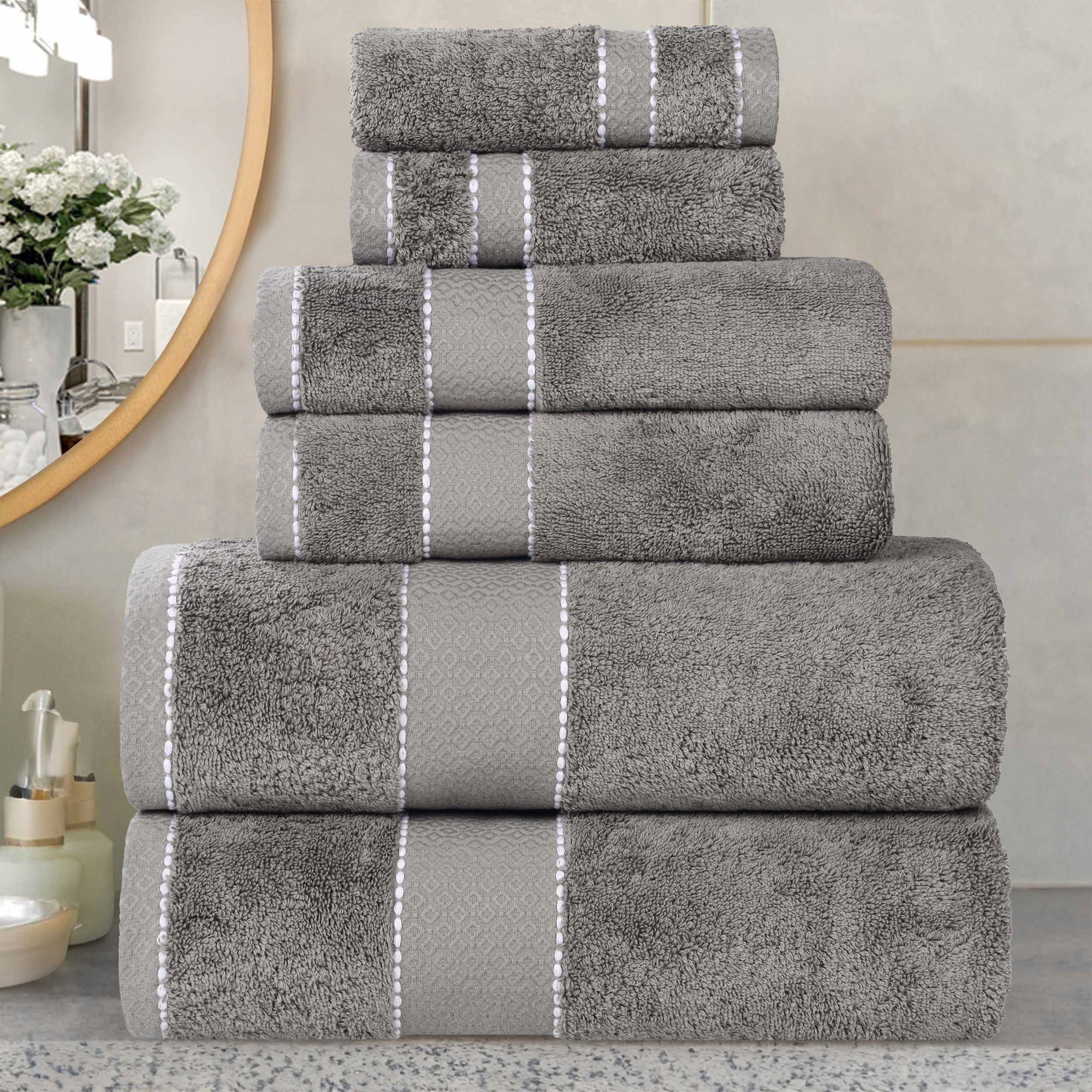 Niles 6 Piece Egyptian Giza Cotton Towel Set, Charcoal