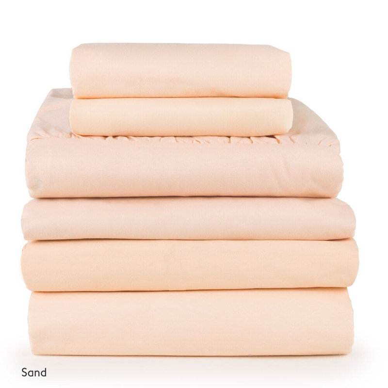 Rhowen Cotton Blend Standard Flat Sheet, Sand