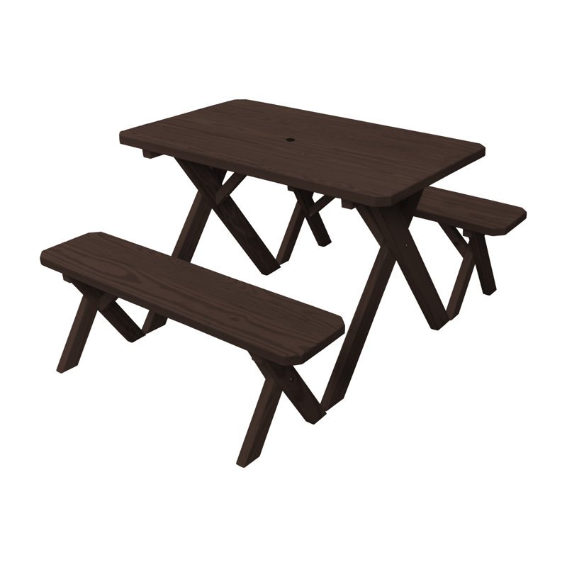 Table de pique-nique en bois massif Riverhead, Noyer