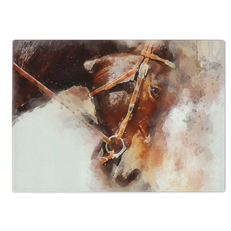 Glass Horse in Abstract Chopping Board, 28.5 cm W x 20 cm L