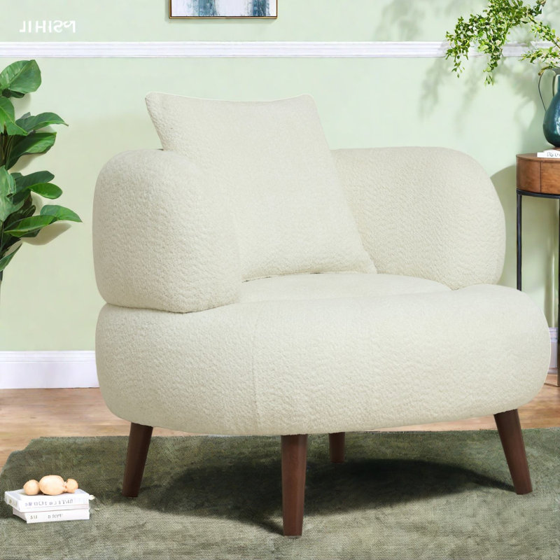 Chaise longue d'appoint moderne en chenille 36 po avec repose-pieds Modern Modern