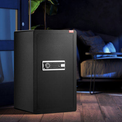 Single Door 4 cu.ft Safe Box with Key Lock & Password LED Light