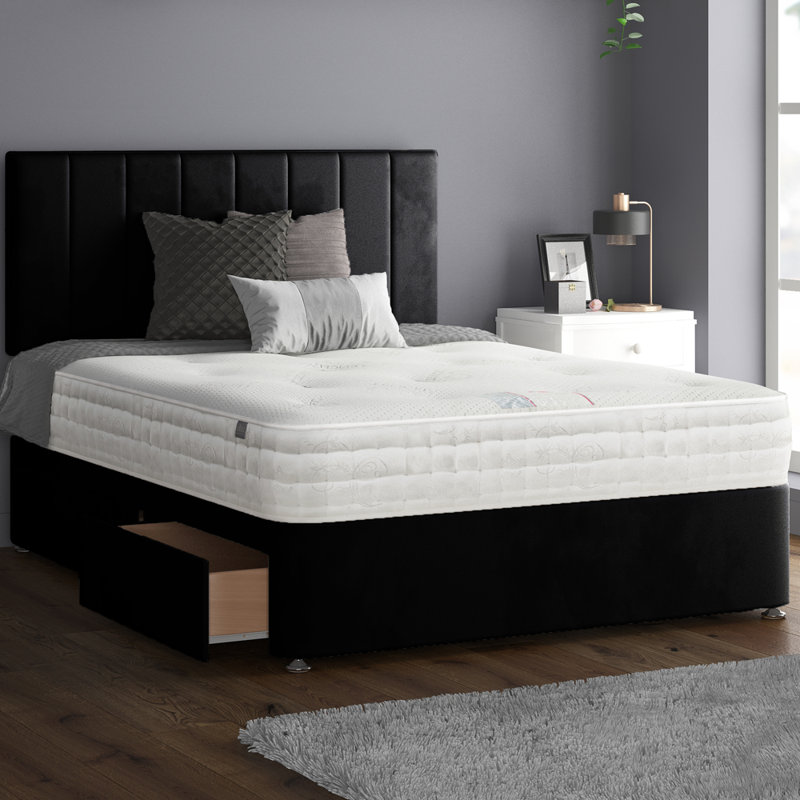 Ohioville Divan Bed Base, Small Double (4'), Black, 4 Drawers