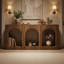 Console de 70,9 po, table d'entrée en bois avec 3 tablettes de rangement arquées pour le vestibule, le couloir et le salon-129767936