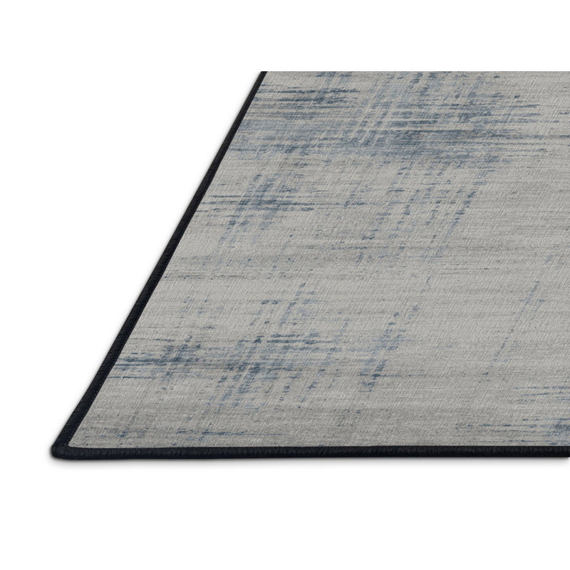 Tapis abstrait gris lavable à la machine, Rond 6 pi