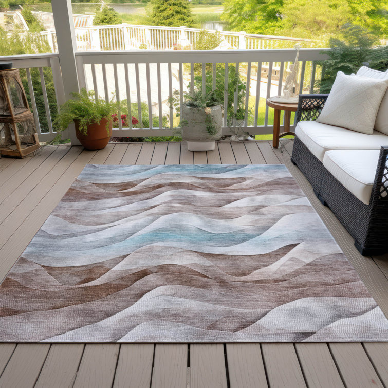 Machine Washable Indoor/Outdoor Claudian ACN1621 Mocha Rug