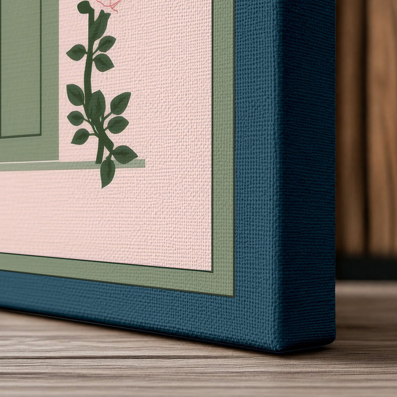 Doorway Botanical - Wrapped Canvas, 30x20 - 76.2 x 50.8 cm, Teal Border
