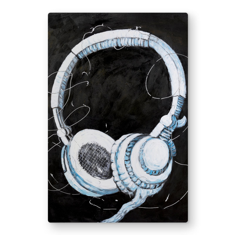 Headphones - Blue Object Metal Print for Home Decor