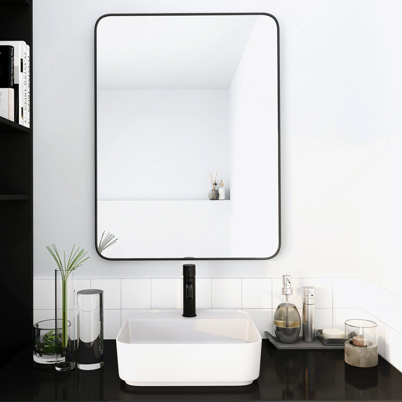 Miroir de salle de bain avec cadre en aluminium noir